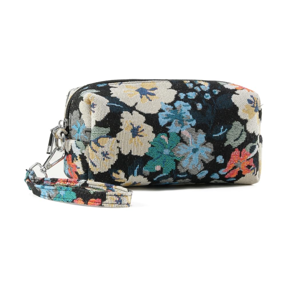 YUSHE Canvas Mini Pouch for Women | Small Travel Pouch & Makeup Bag with Zipper | Floral & Graffiti Fabric Bag for Daily Use