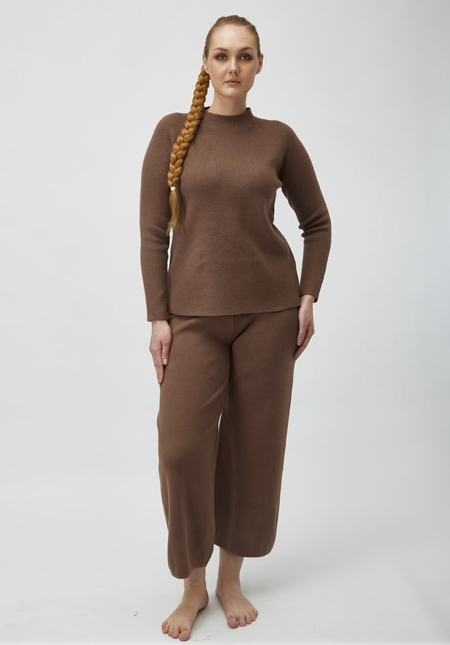 Yushe Cocoa Comfort Relaxed Knitwear Wide-Leg Lounge Set