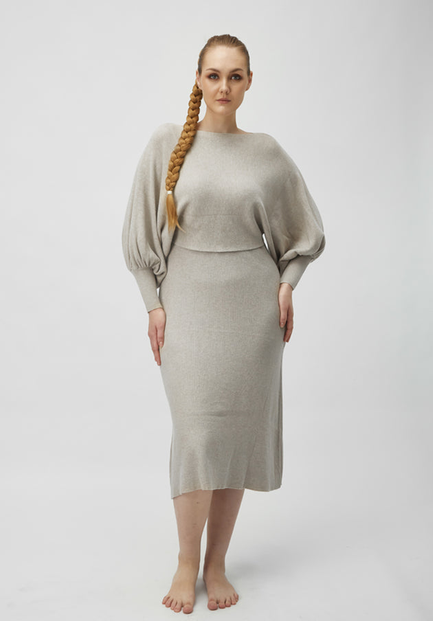 Batwing Knit Midi Dress.