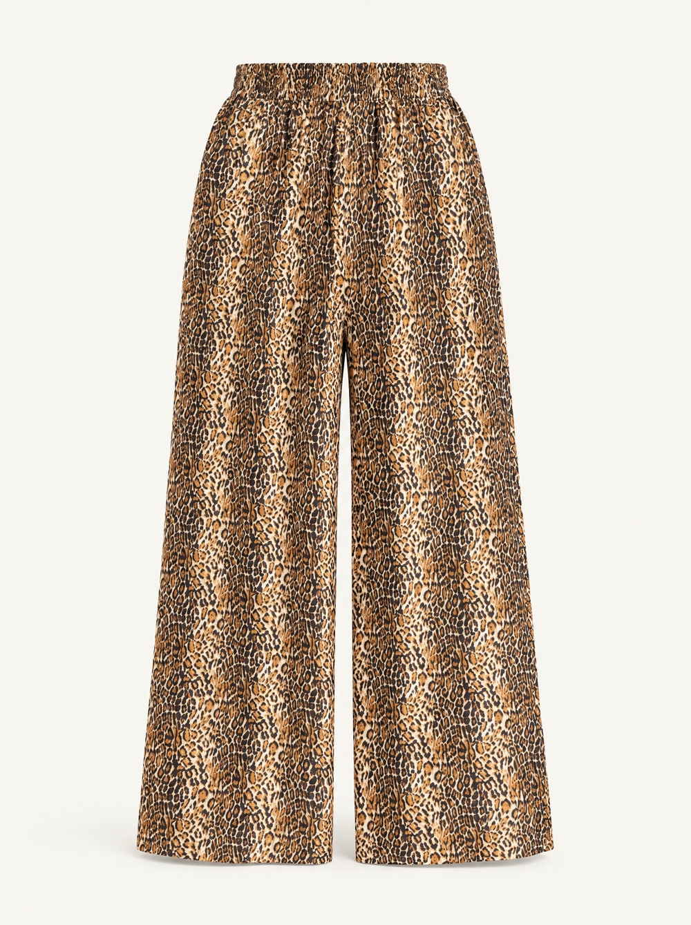 YUSHE Animal Print Wide-Leg Pants, Brown - Main · product only
