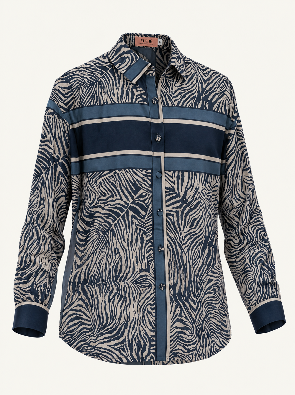 YUSHE Animal Print Button-Down Shirt, Blue - Main · product only
