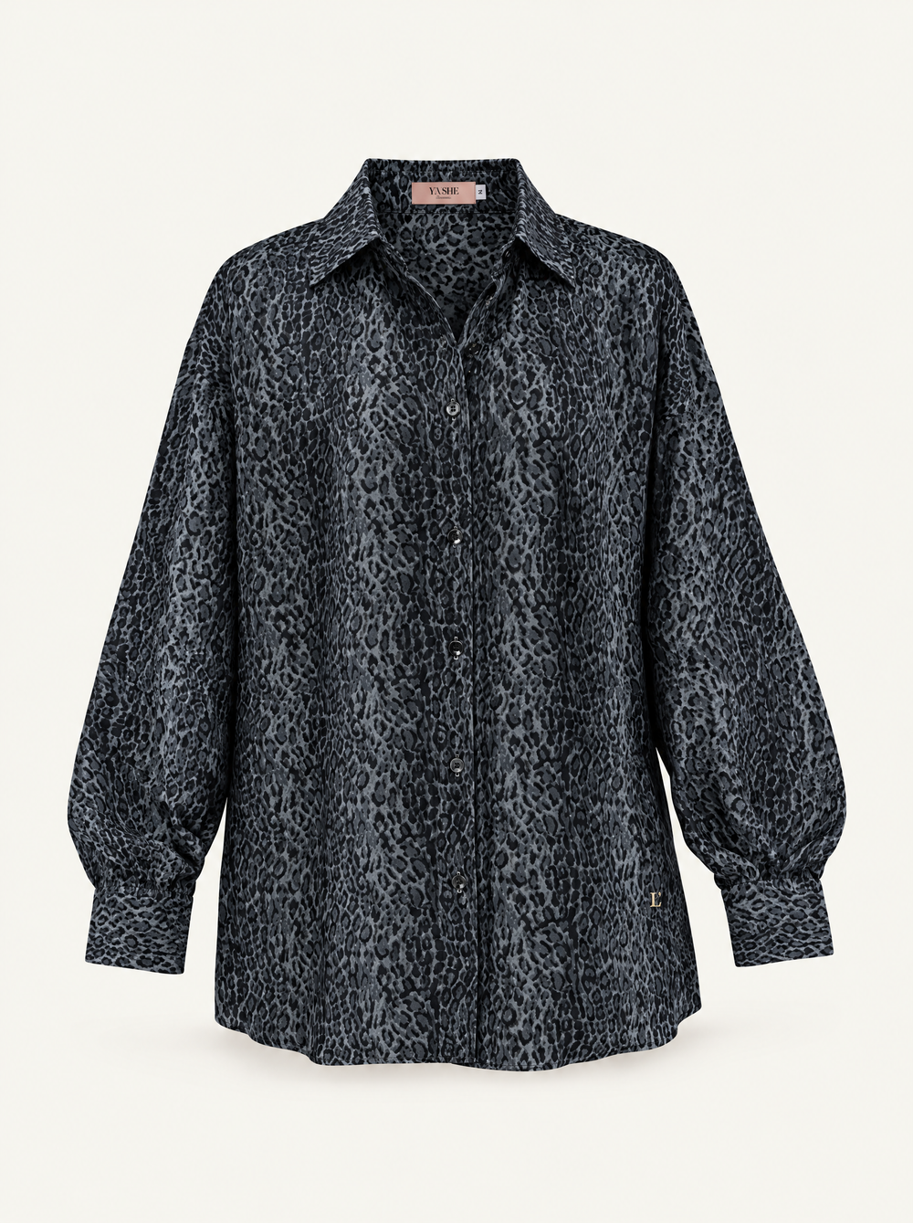 YUSHE Animal Print Button-Down Shirt, Grey - Main · product only