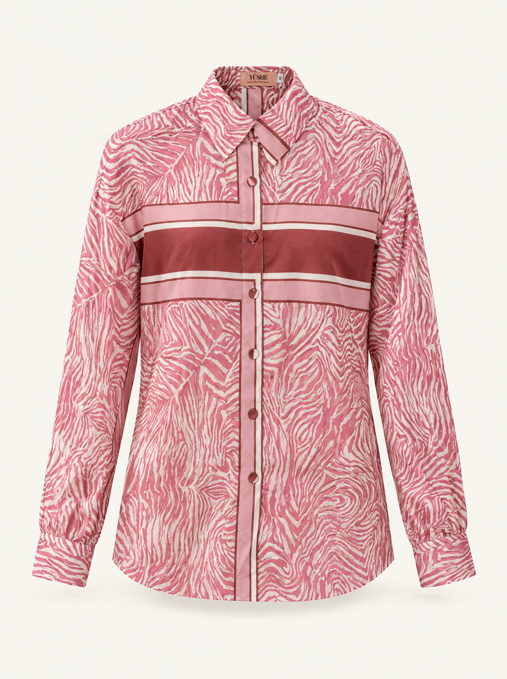 YUSHE Animal Print Button-Down Shirt, Pink - Main · product only