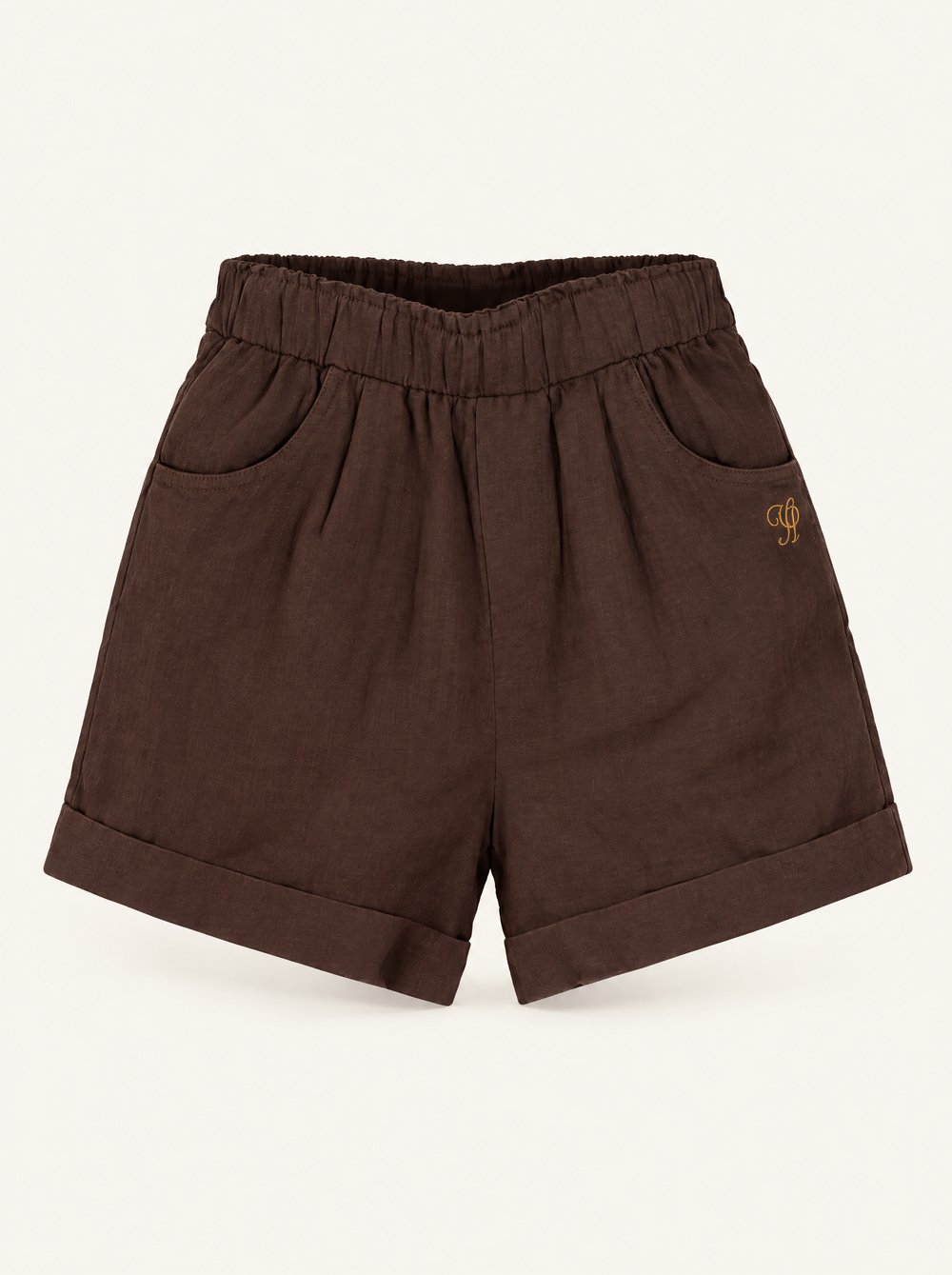 YUSHE Cotton Shorts, Brown - Main - product only
