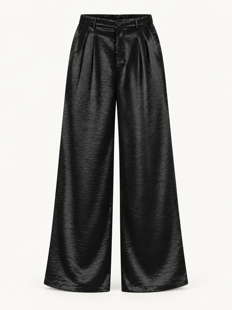 Black Silky Straight-Fit Pants | pants-main · previous candidate