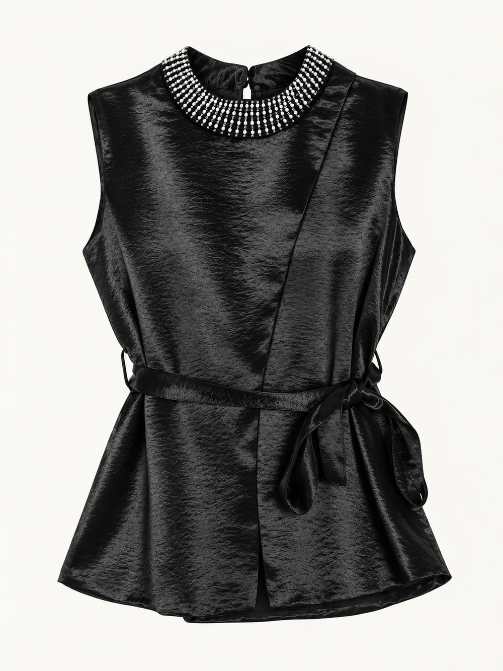 Black Embellished Sleeveless Top | top-main · previous candidate