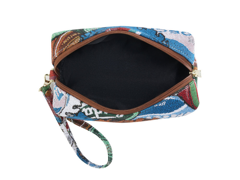 YUSHE Canvas Mini Pouch for Women, Brown Bottle Cap - Open interior
