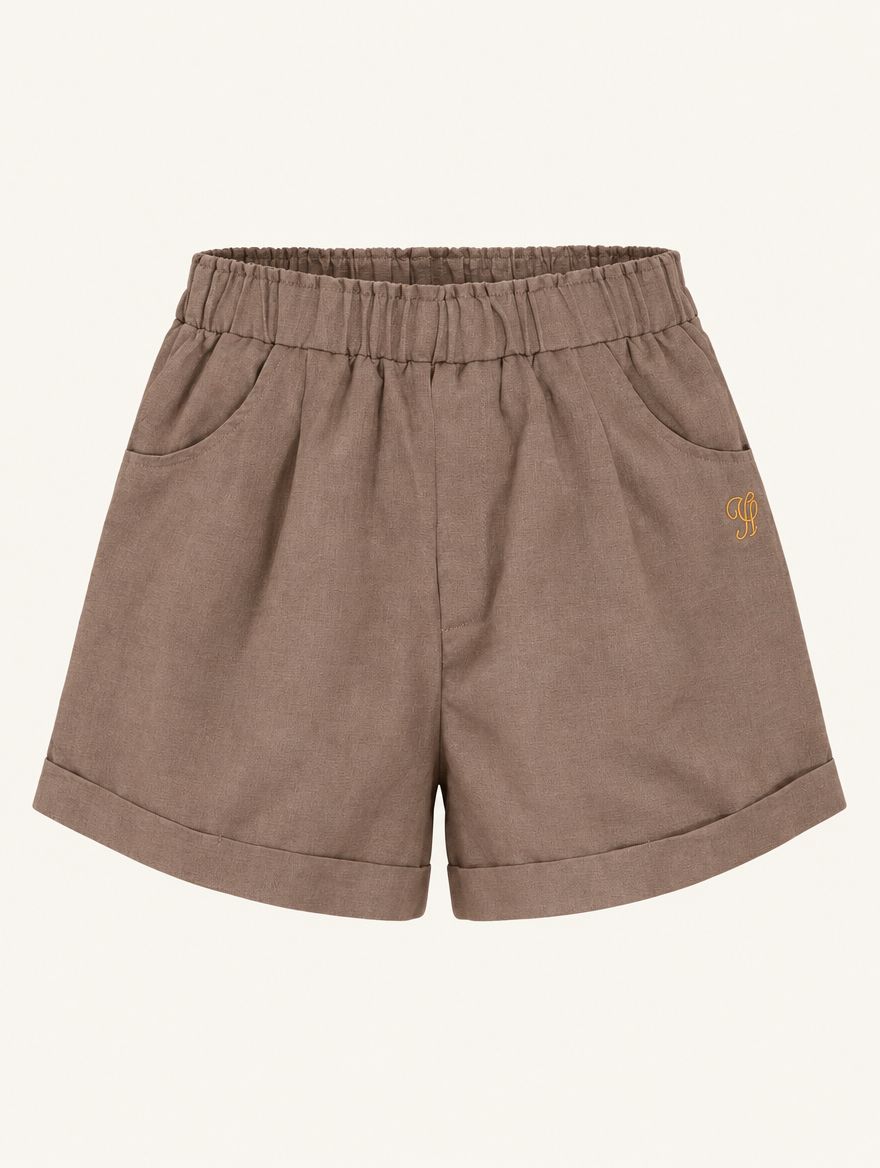 YUSHE Linen Shorts, Brown - Main - product only