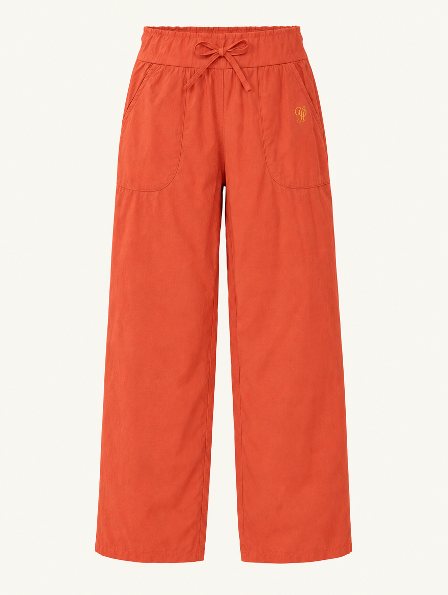 YUSHE Ruched  Wide-Leg Pants, Orange - Main · product only