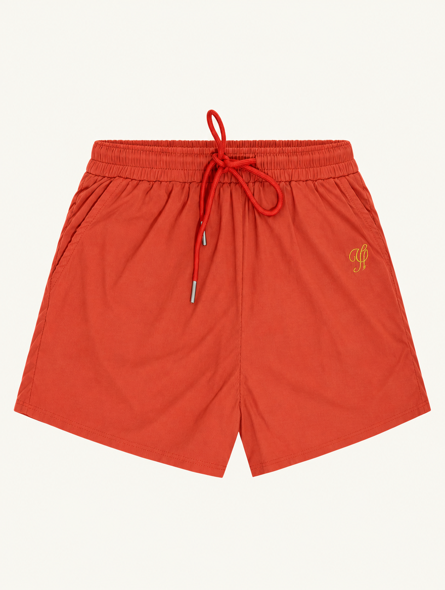 YUSHE Ruched Shorts, Orange - Main · product only