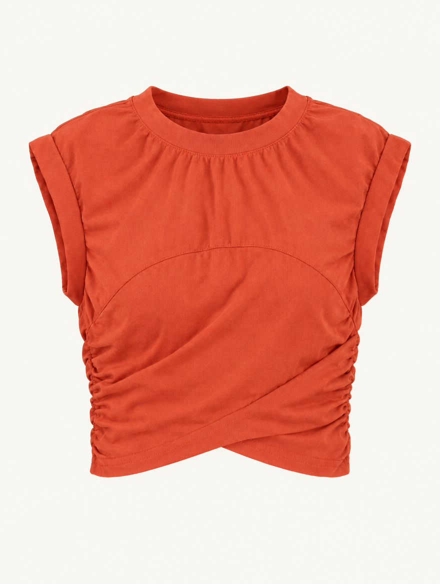 YUSHE Sleeveless Ruched Top, Orange - Main · product only