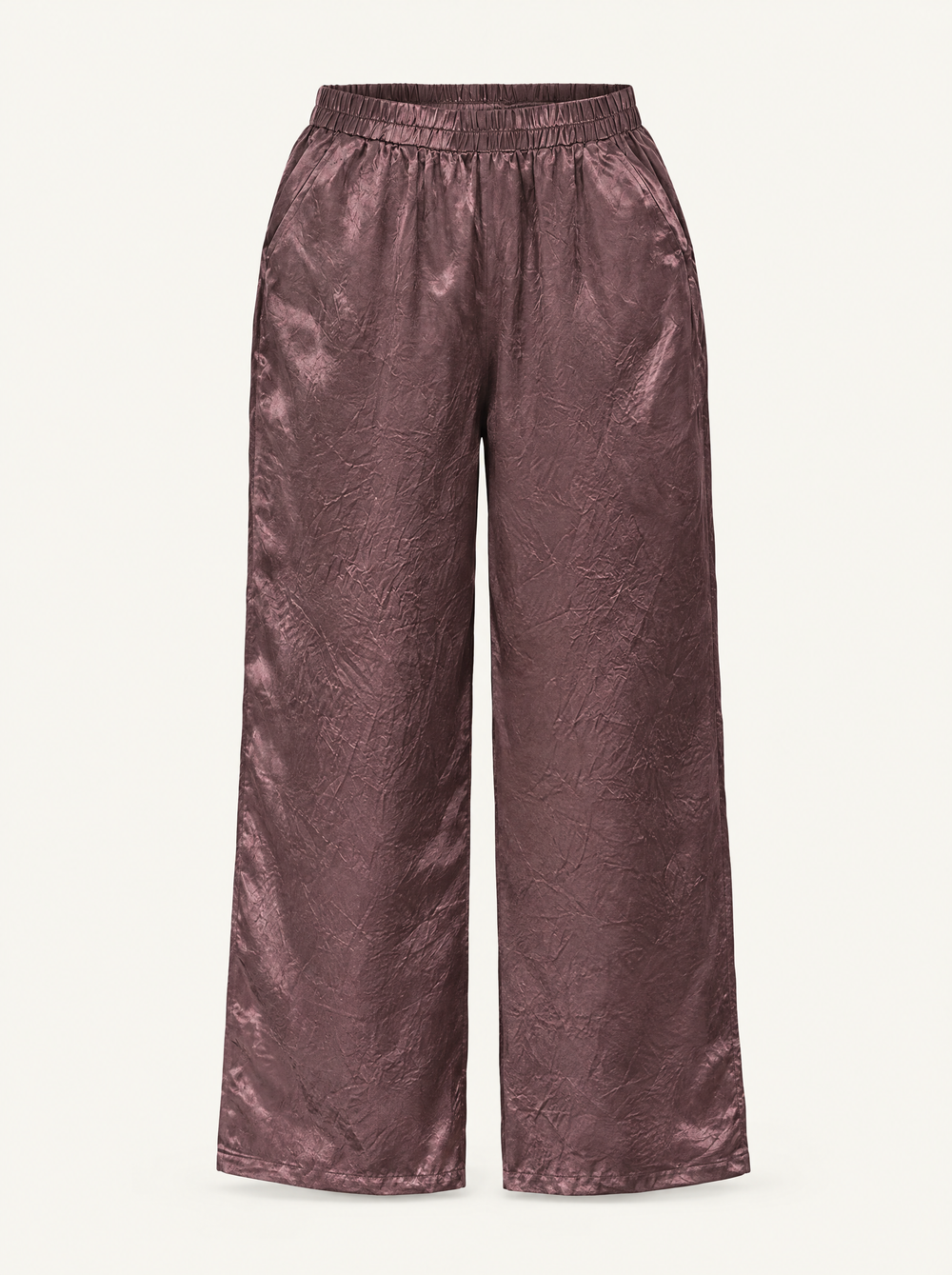 YUSHE Silky Drapey Trousers, Brown - Main - product only