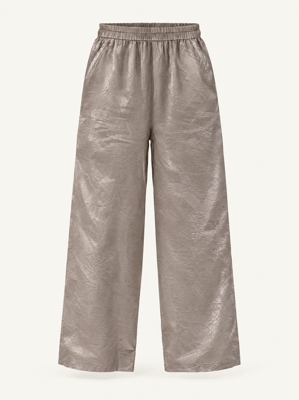 YUSHE Silky Drapey Trousers, Champagne - Main - product only