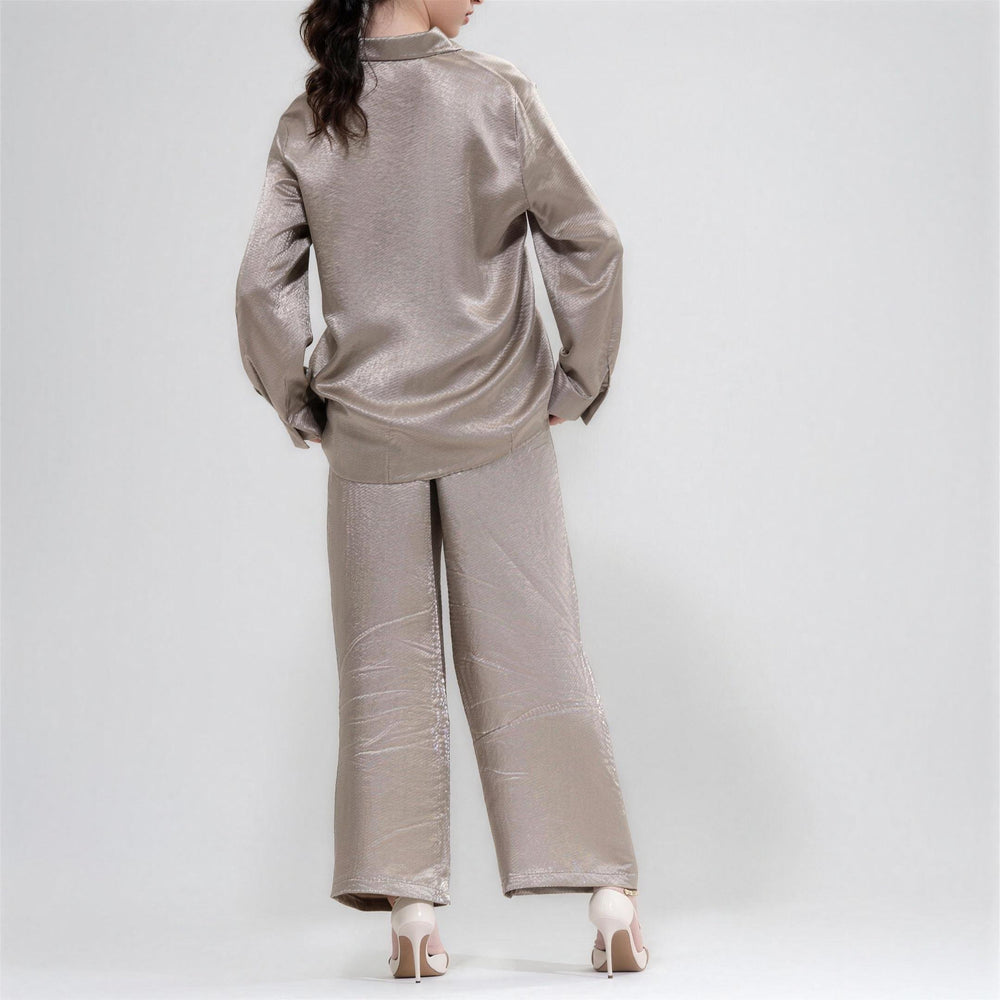 YUSHE Silky Drapey Trousers, Champagne - additional model view 5
