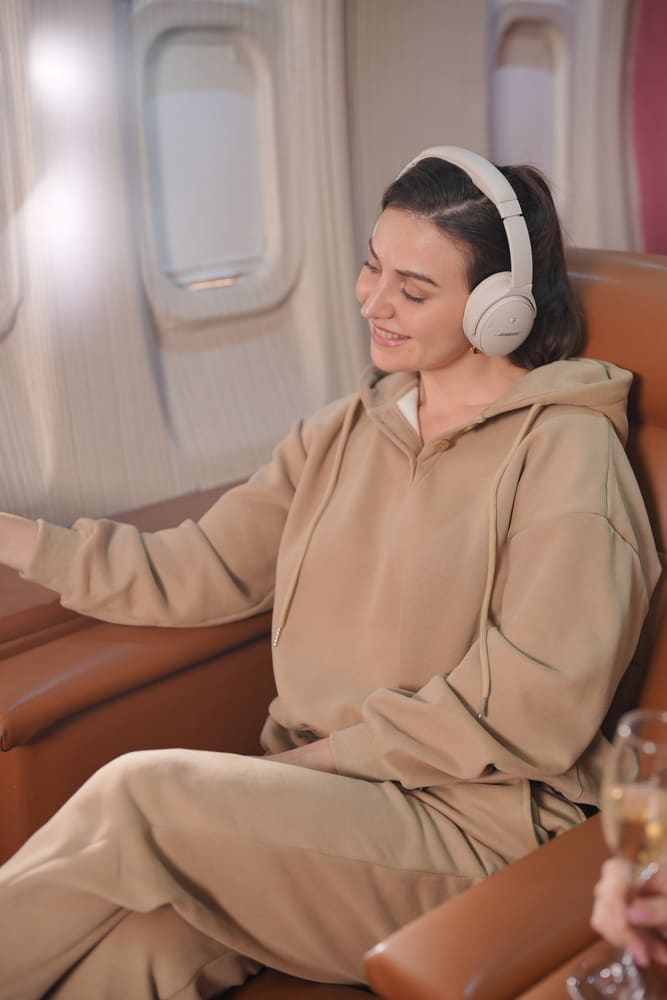 Woman in a khaki hoodie set