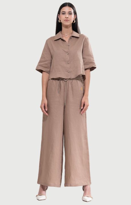 Yushe 3-Piece Sleeveless V-Neck Top, Shorts & Wide-Leg Pants Set Women's Co-ord Outfit