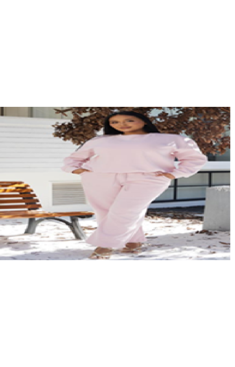 YUSHE Women Wide-Leg Sweatpants Set Pink