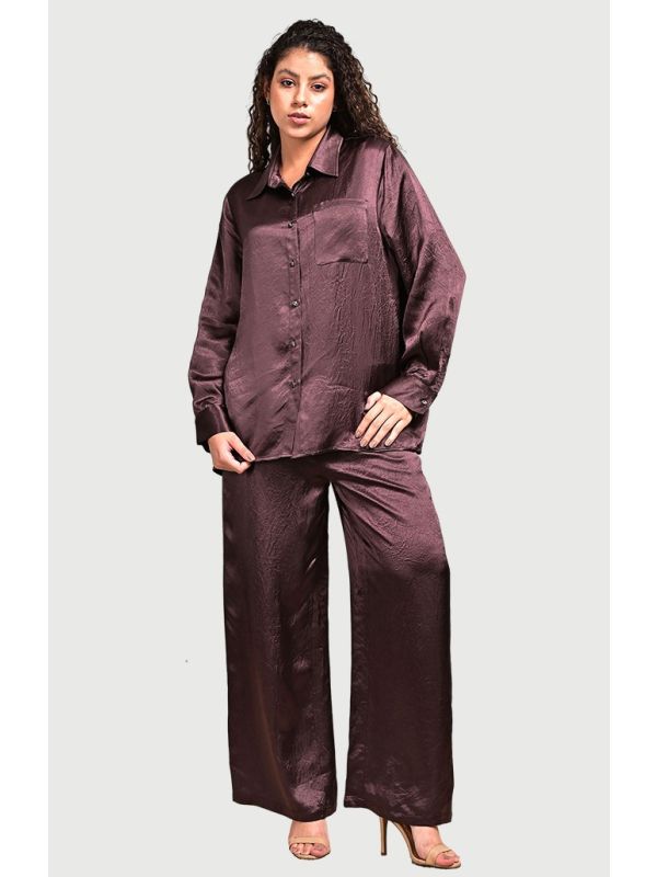 YUSHE Japanese Fabric Long-Sleeve Shirt and Wide-Leg Pants Set