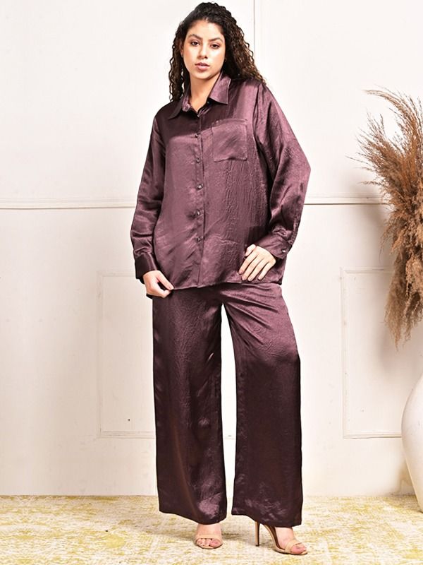 YUSHE Japanese Fabric Long-Sleeve Shirt and Wide-Leg Pants Set