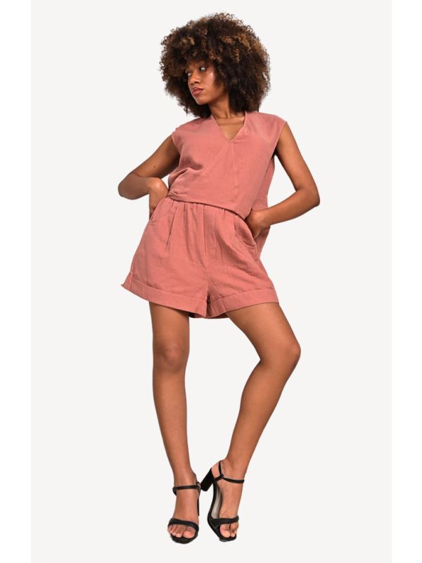 YUSHE Short-Sleeve Top, Shorts, and Wide-Leg Pants Set