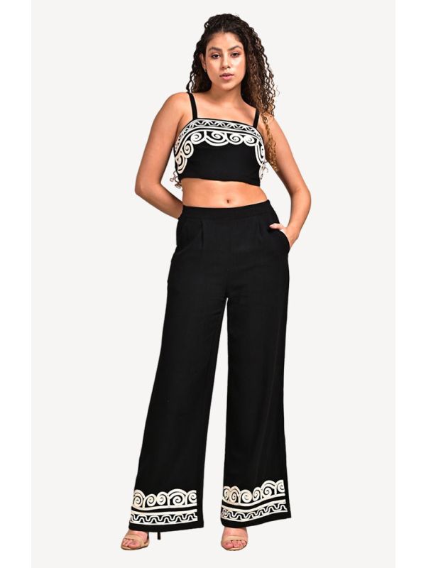 YUSHE Crop Top and Wide-Leg Pants Set